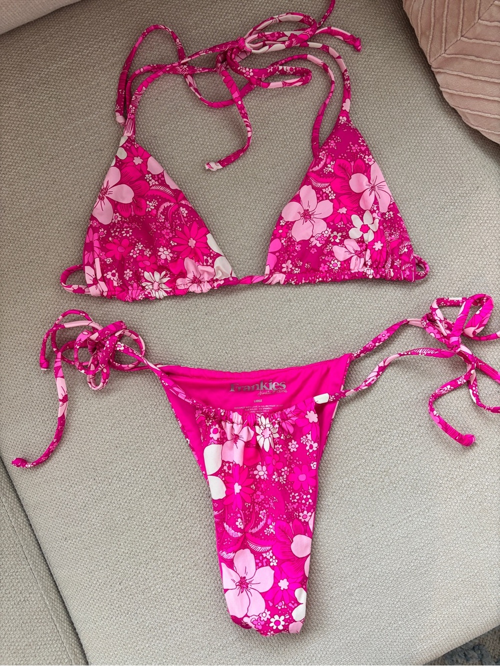 NWOT Frankie’s Pink Floral String Bikini